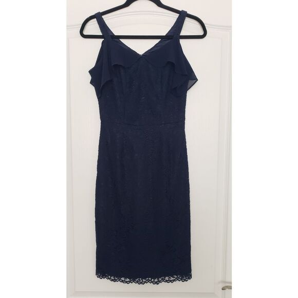 Review Valentina Navy Lace Cocktail Dress Sz 6‎ Party Formal Prom Wedding Guest - Picture 1 of 5